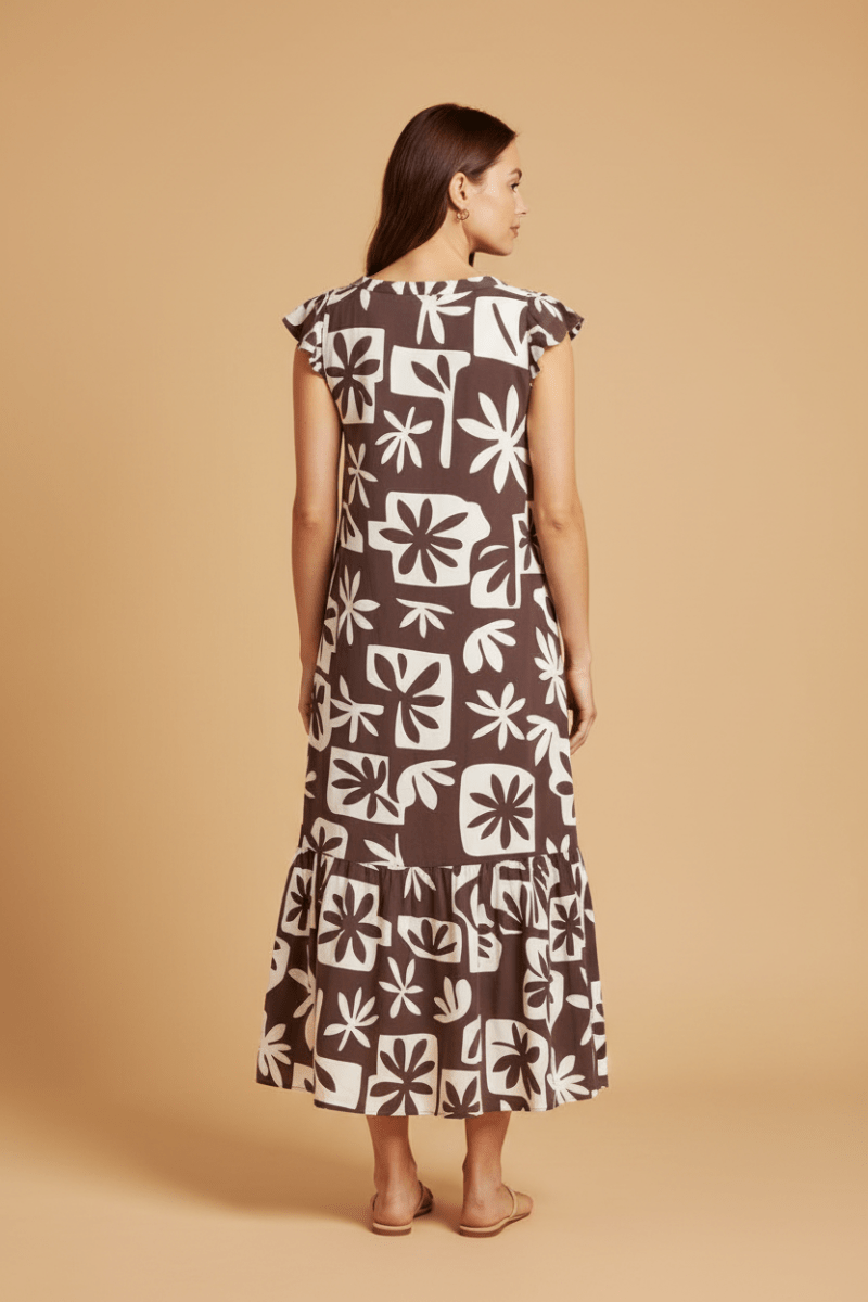 Cartoon Kleid Lang 1/2 Arm in der Farbe Braun