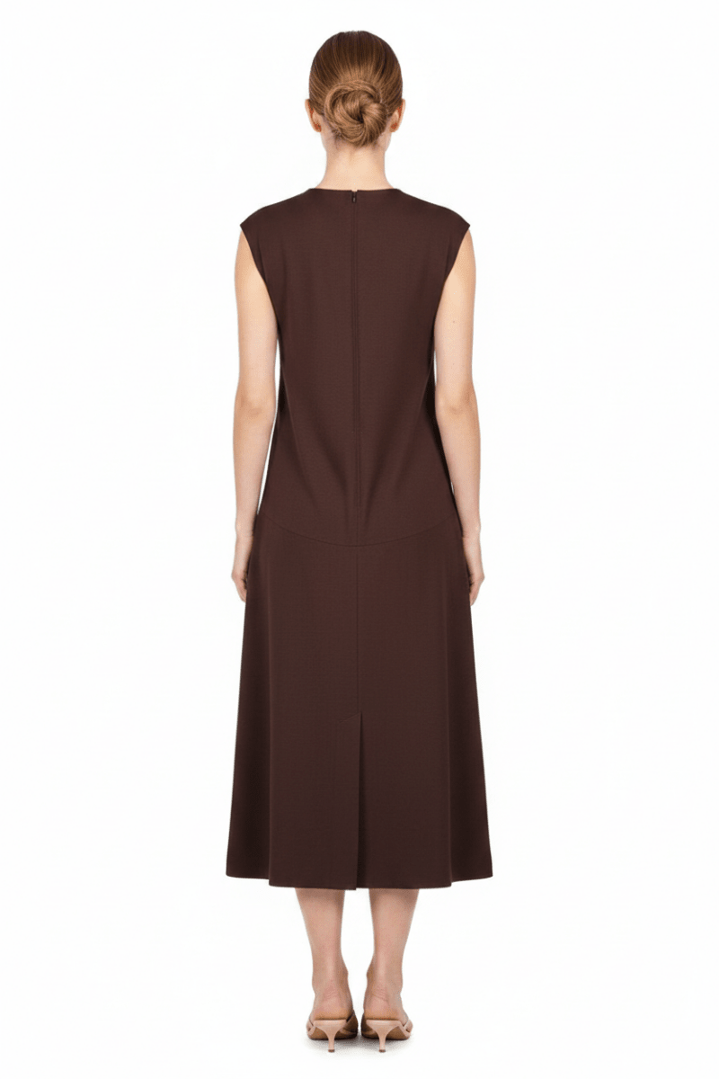 Cartoon Kleid Lang ohne Arm in der Farbe Braun