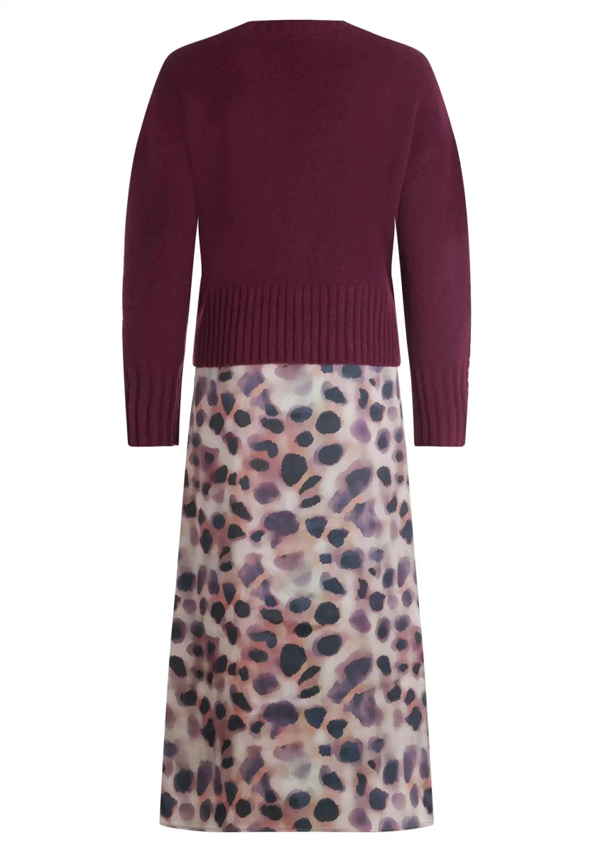 Cartoon Kleid mit abnehmbarem Oberteil in der Farbe Taupe/Violet