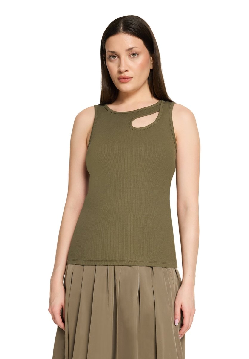 Cartoon Shirt Kurz ohne Arm in der Farbe Oliv