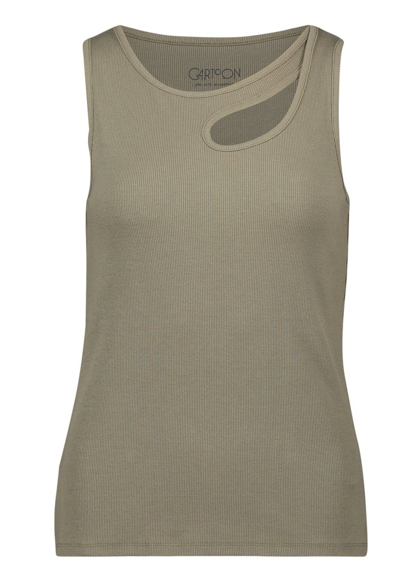 Cartoon Shirt Kurz ohne Arm in der Farbe Oliv