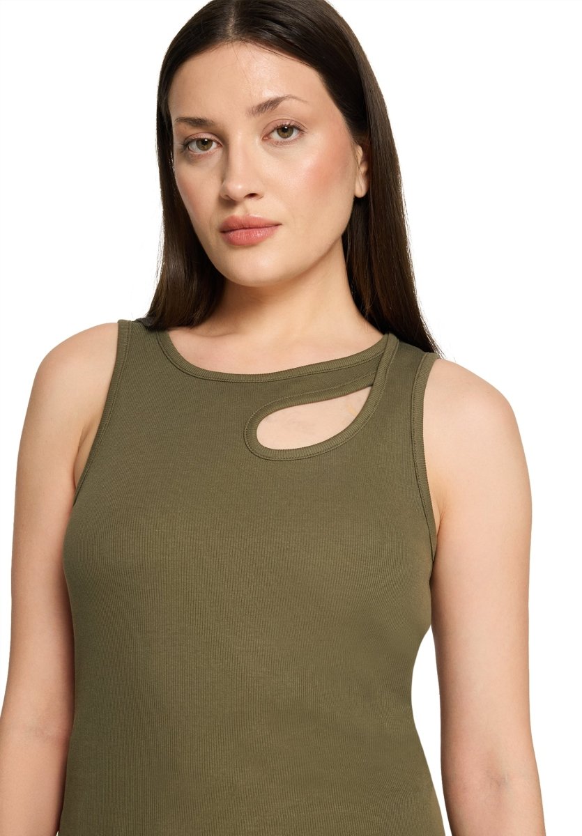 Cartoon Shirt Kurz ohne Arm in der Farbe Oliv