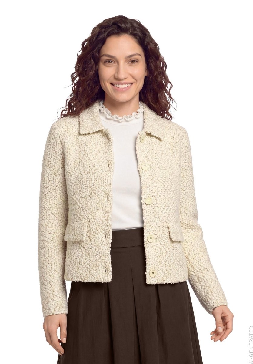 Cartoon Strickjacke Beige Meliert