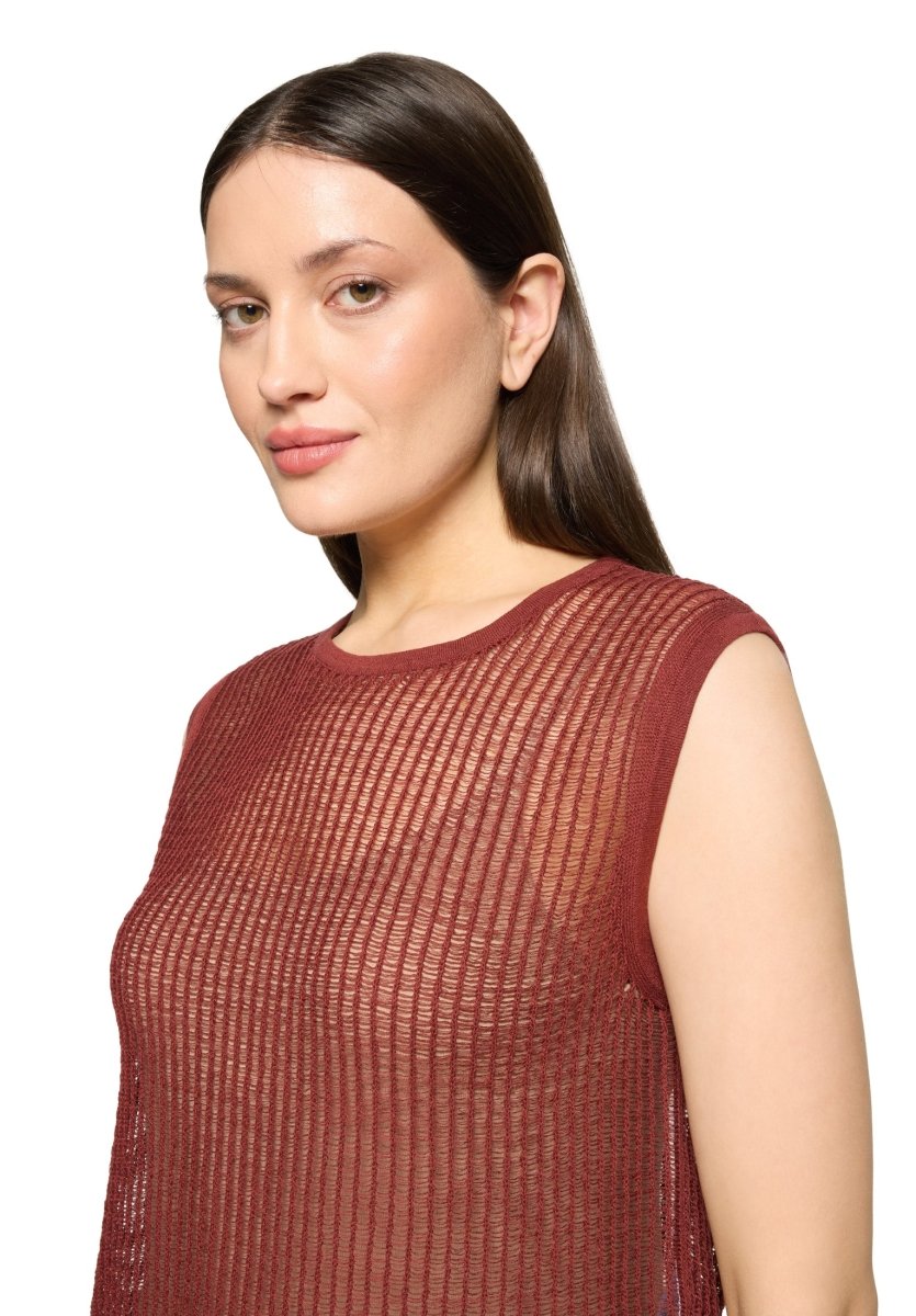 Cartoon Strickpullover Kurz ohne Arm in der Farbe Rot