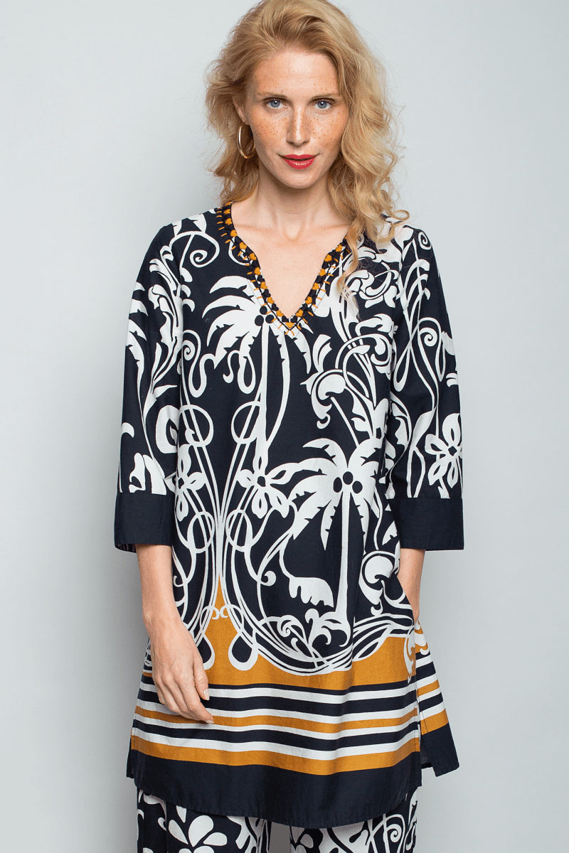 Emily Van Den Bergh Damenbluse in der Farbe black white cognac
