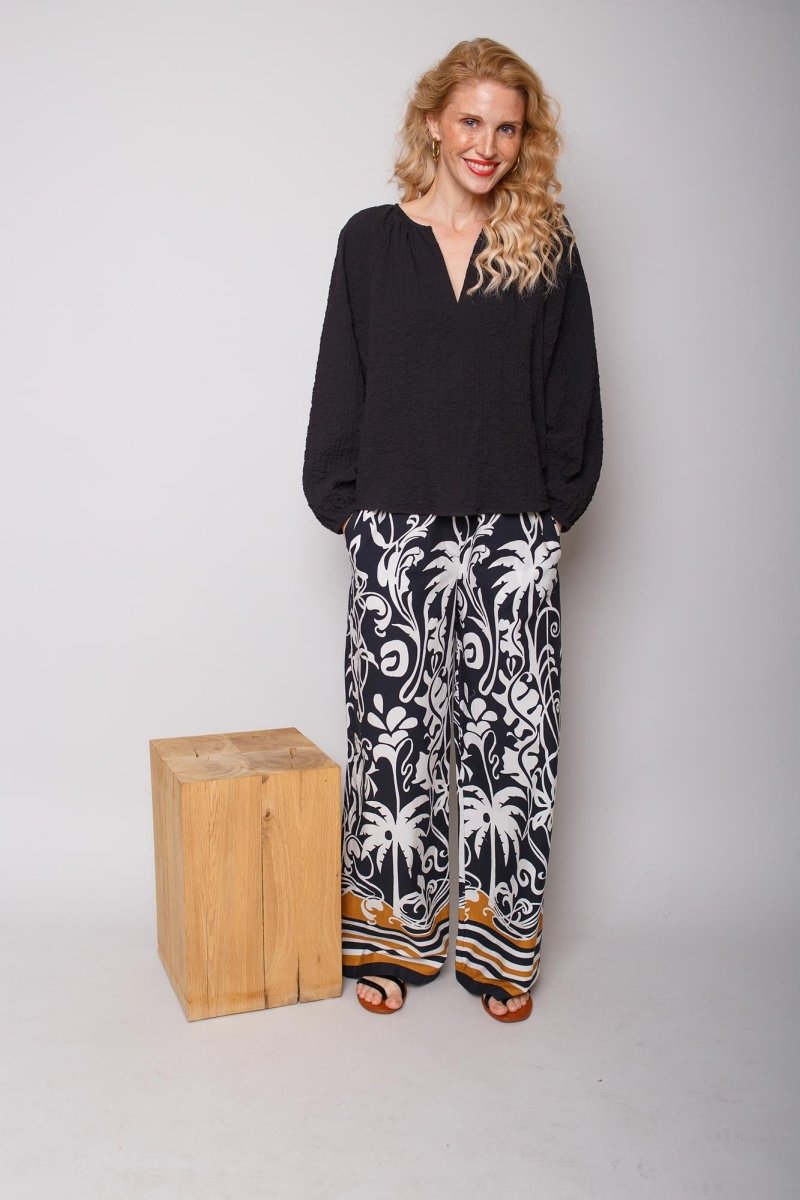 Emily Van Den Bergh Damenhose in der Farbe black white cognac