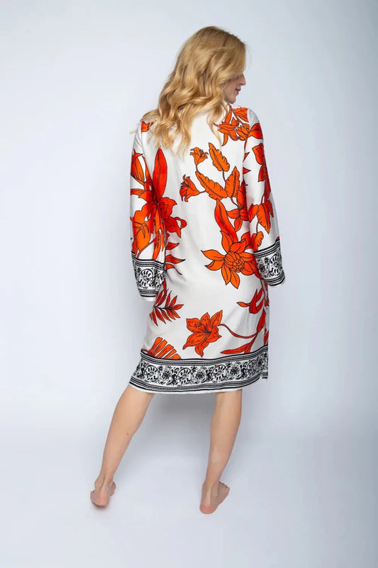Emily Van Den Bergh Kleid Orange Black Flower
