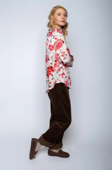 Emily Van Den Bergh Lässige Bluse Red Sand Flower