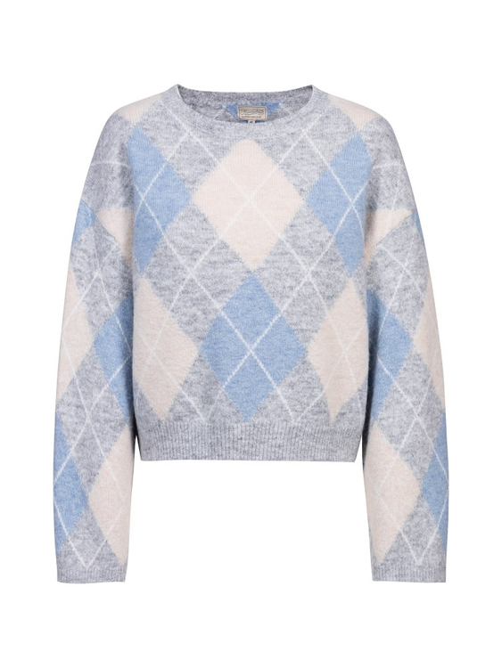 Herrlicher Ynez Knit Mohair Touch Pullover Hellgrau Melange – Mohair Strickpullover Damen