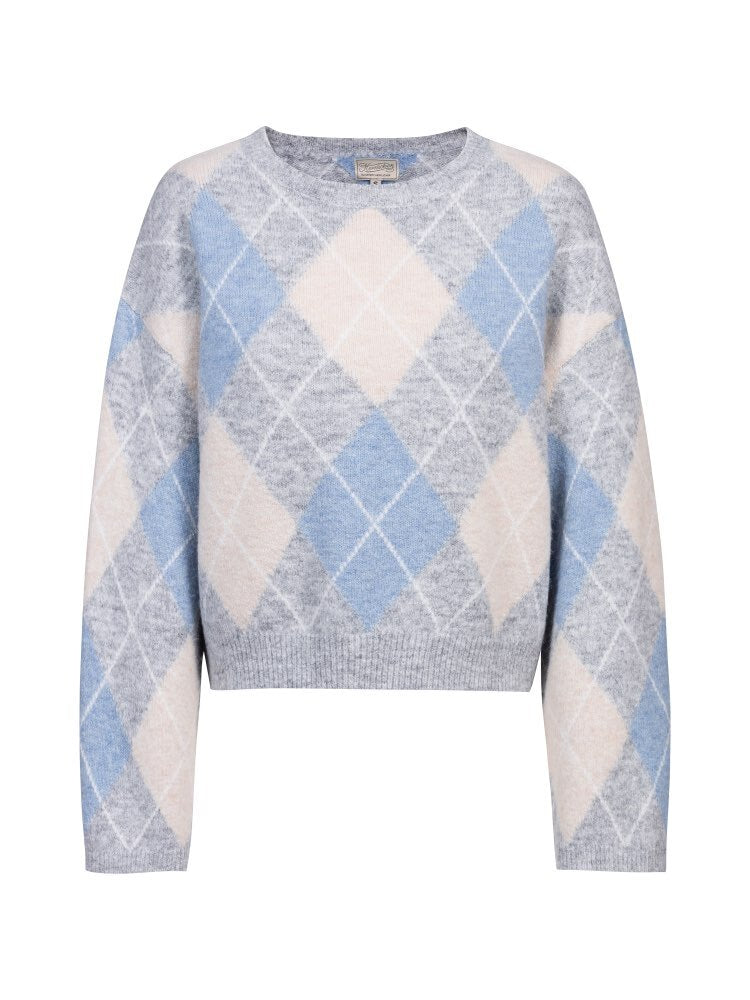Herrlicher Ynez Knit Mohair Touch Pullover Hellgrau Melange – Mohair Strickpullover Damen