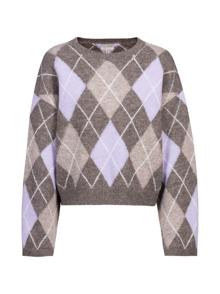 Herrlicher Ynez Knit Mohair Touch Pullover Flieder – Mohair Strickpullover Damen
