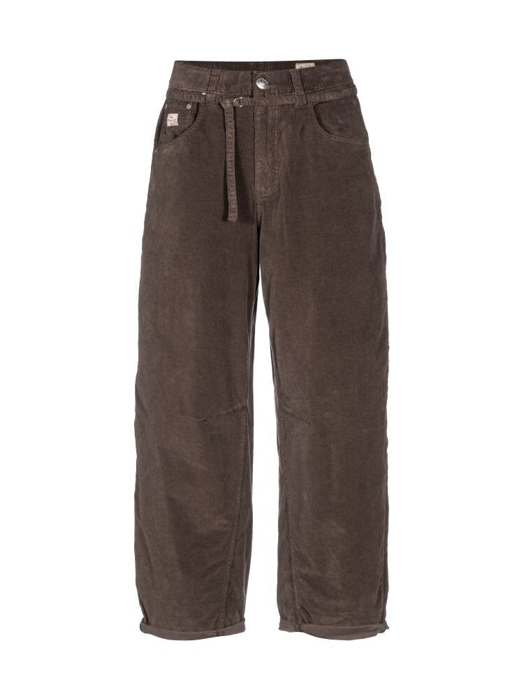 Herrlicher Barrow Belt Velvet Stretch Hose in Coffee
