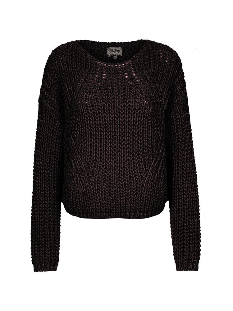 Herrlicher Coviny Strickpullover Wollmix in Mocca