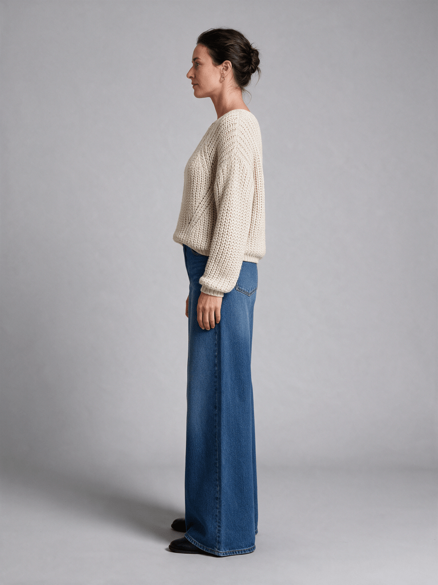 Herrlicher Coviny Strickpullover Wollmix in Offwhite