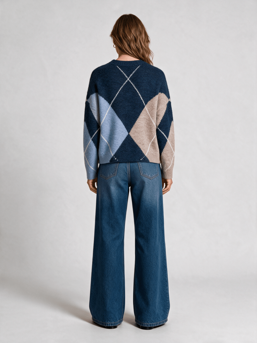 Herrlicher Floralin Knit Mohair Touch Pullover Marine – Mohair Strickpullover Damen