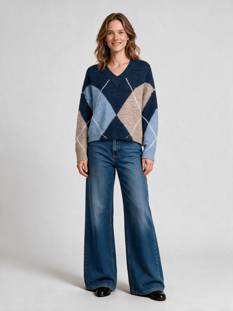Herrlicher Floralin Knit Mohair Touch Pullover Marine – Mohair Strickpullover Damen