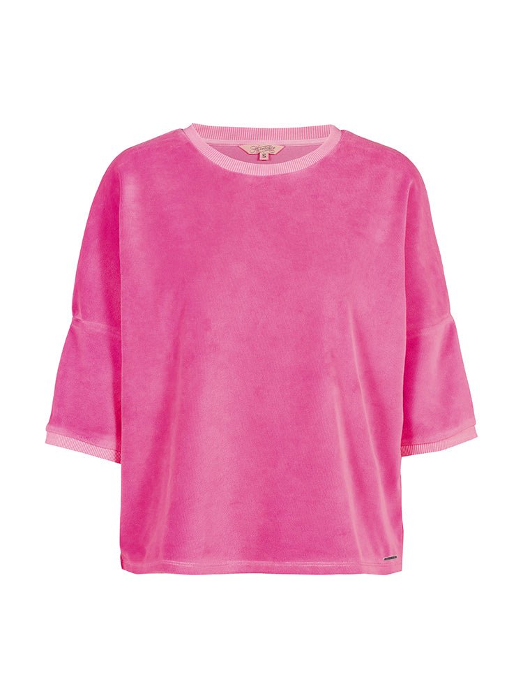 Herrlicher Smila Shortsleeve Jersey Velour Damenshirt in Pinlk