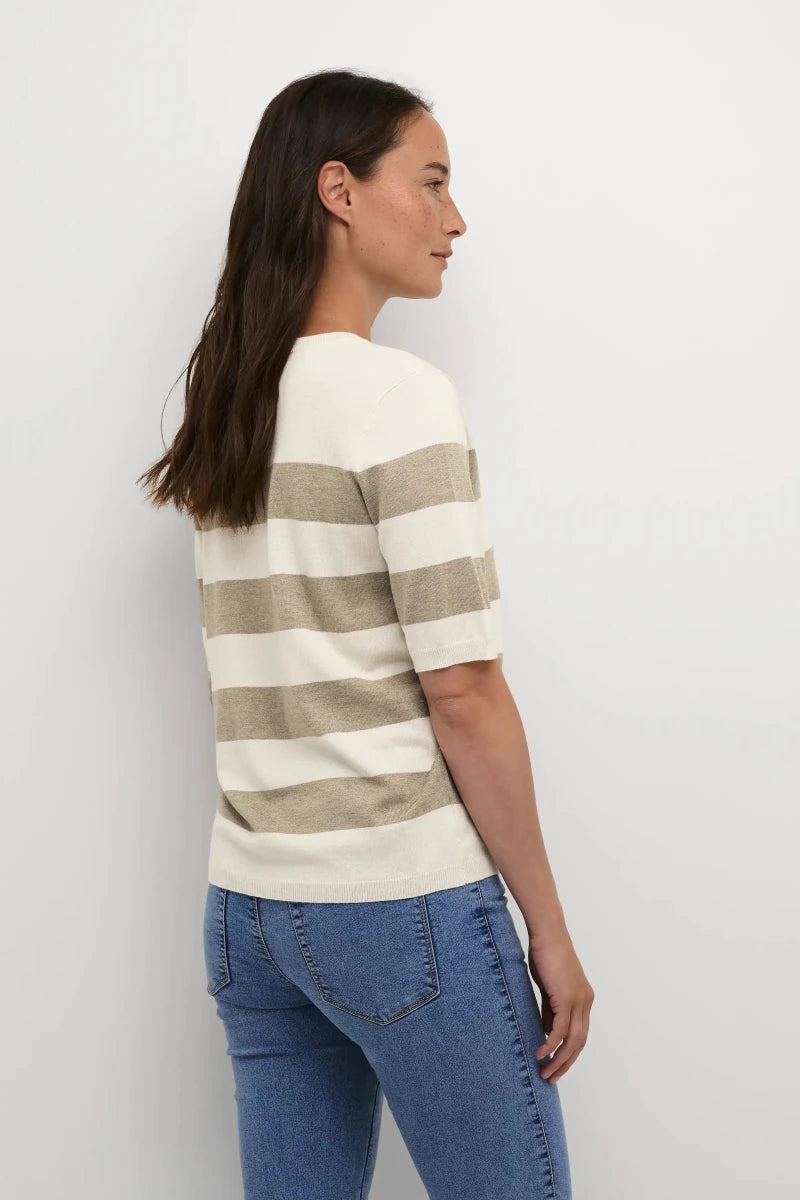KAFFE Kurzarmpullover Kalizza in der Farbe Chinchilla/Turtle