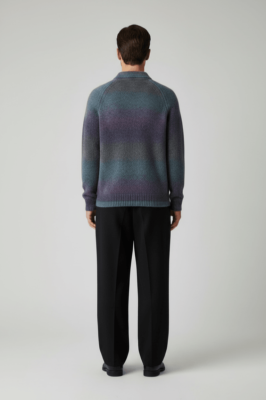 Les Deux Gradient Knitted Polo Spiced Plum Purple – Herren Strickpoloshirt