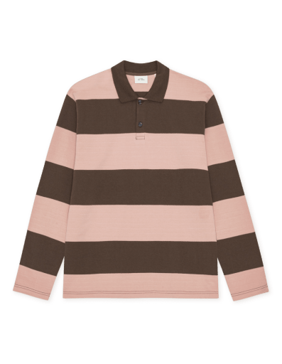 Les Deux Striped LS Polo Shirt Delicioso Brown – Herren Poloshirt