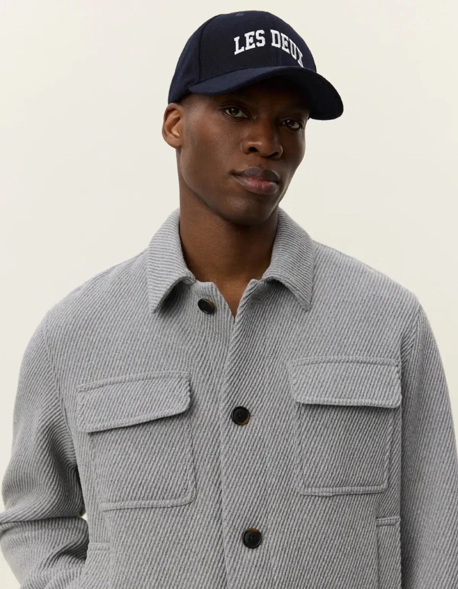 Les Deux Wolljacke Nash Twill in der Farbe Grey Melange