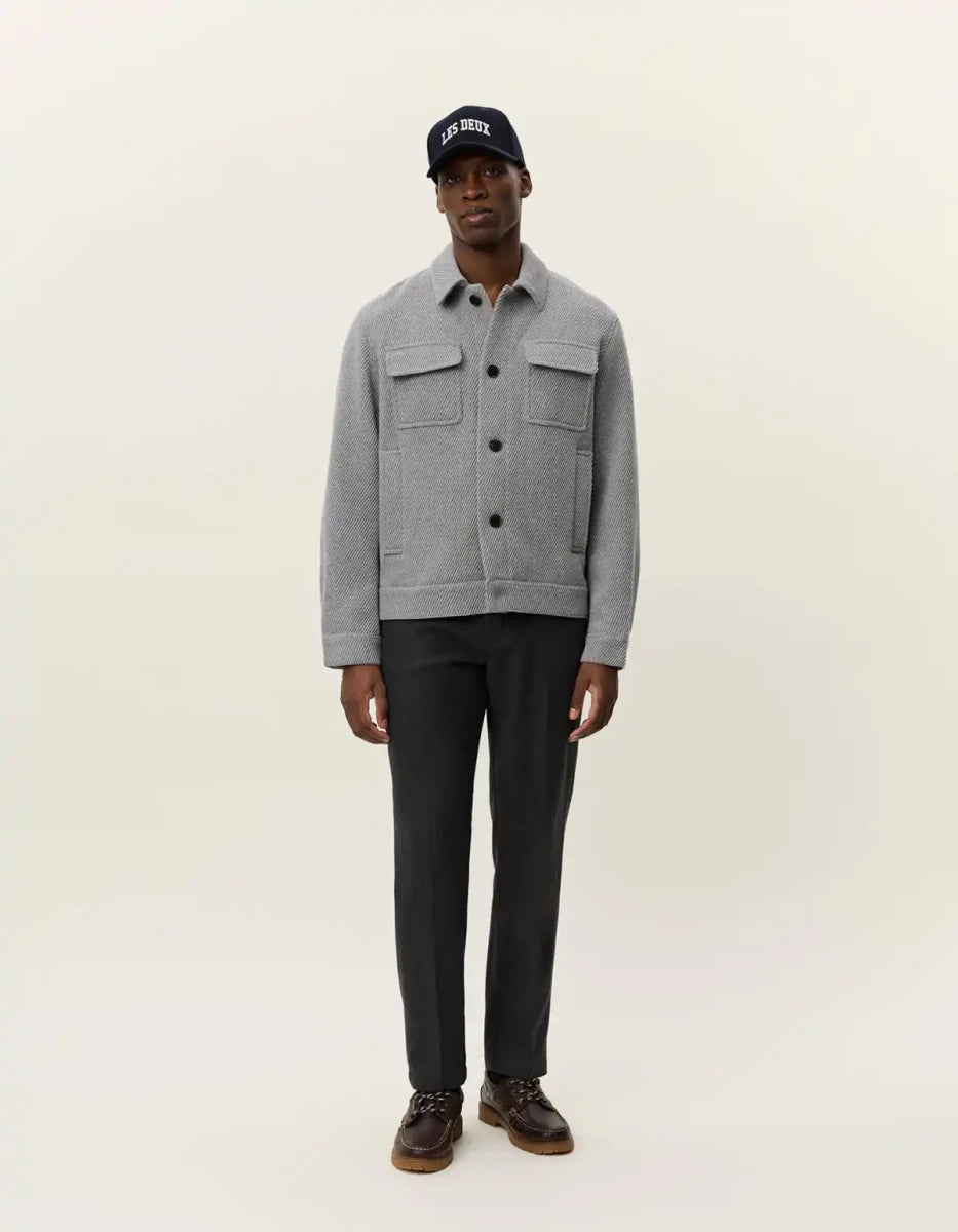 Les Deux Wolljacke Nash Twill in der Farbe Grey Melange