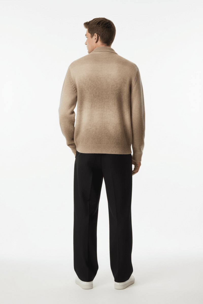 Les Deux Zipper Cardigan Gannon Gradient - Prairie Sand