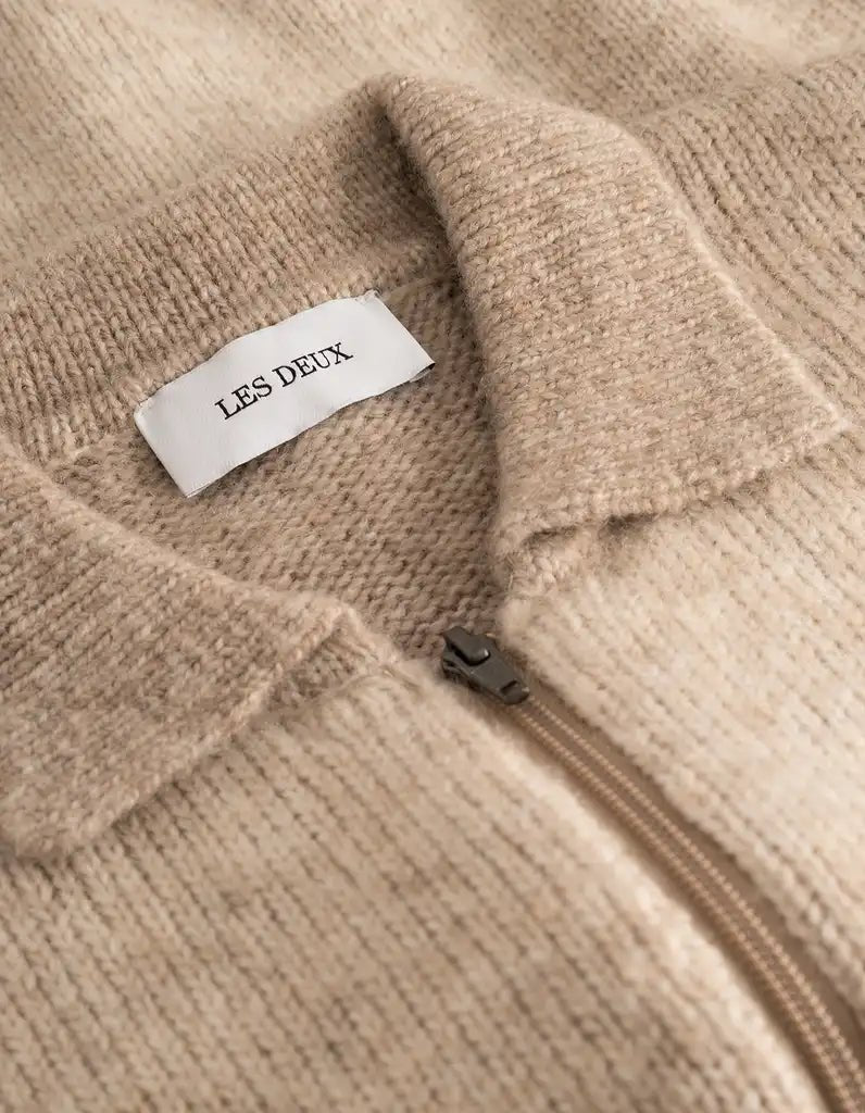 Les Deux Zipper Cardigan Gannon Gradient - Prairie Sand