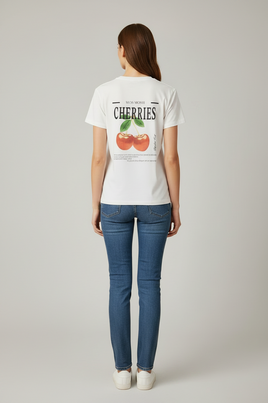 Mos Mosh MMLail O-SS Cherry Tee in deer Farbe White
