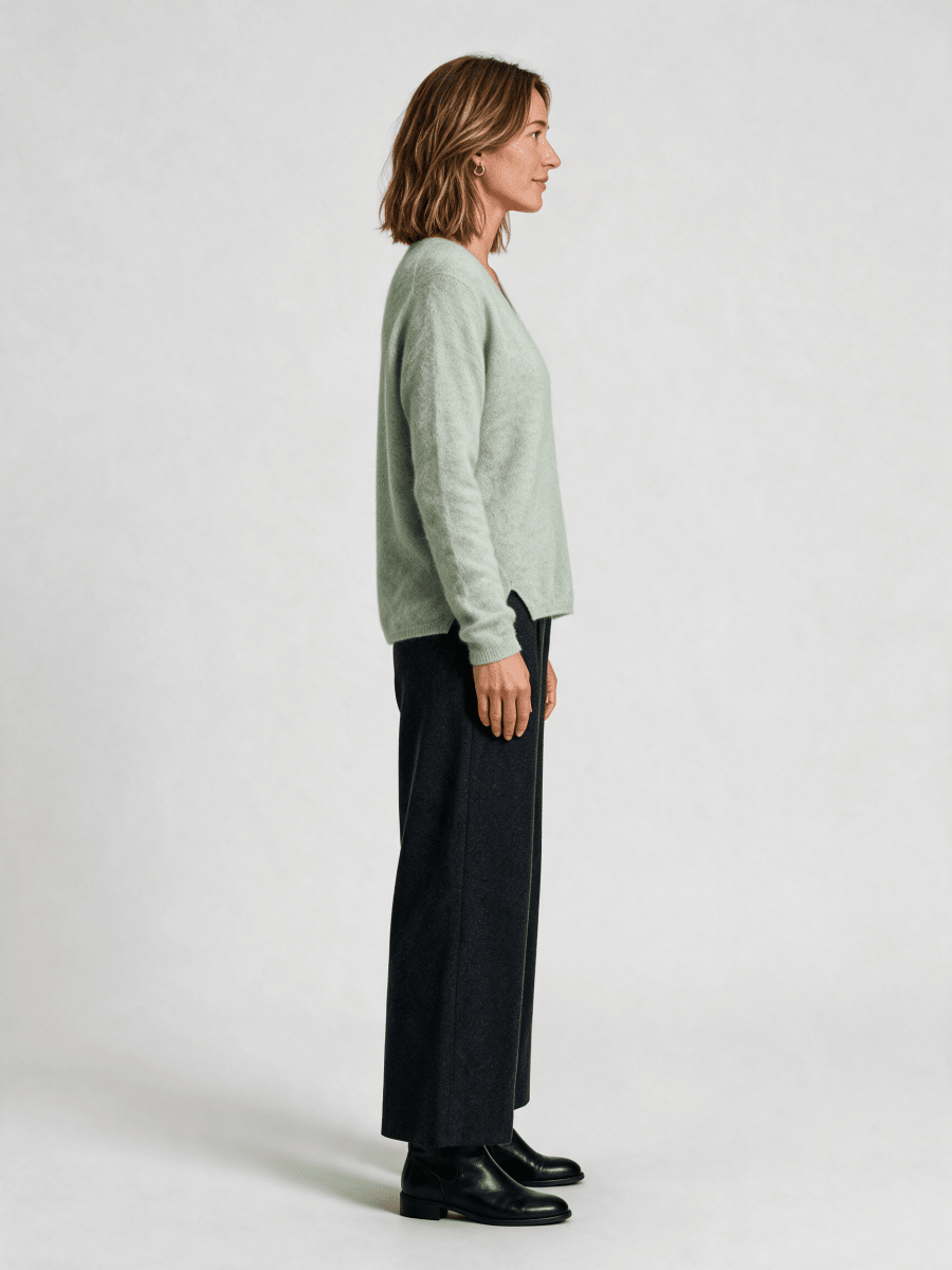 Mos Mosh MMMape Sophia V-Neck Knit in der Farbe Frosty Green