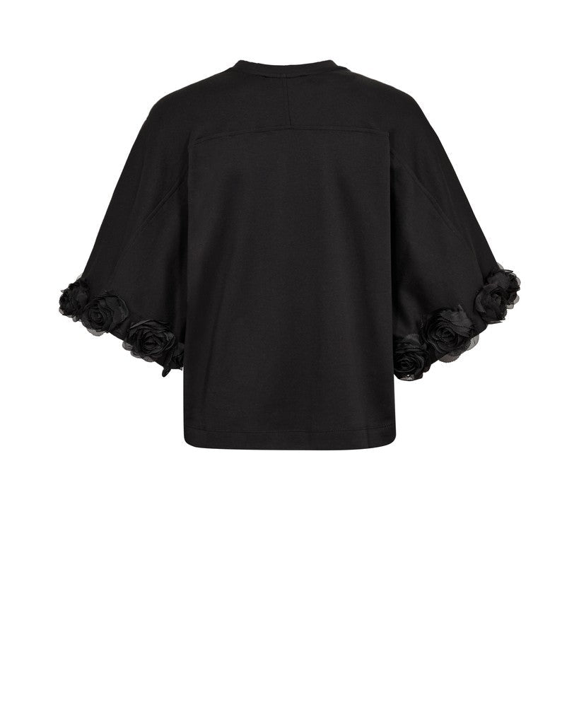 Mos Mosh Rosette Basic T-Shirt mit Rundhalsausschnitt in Schwarz