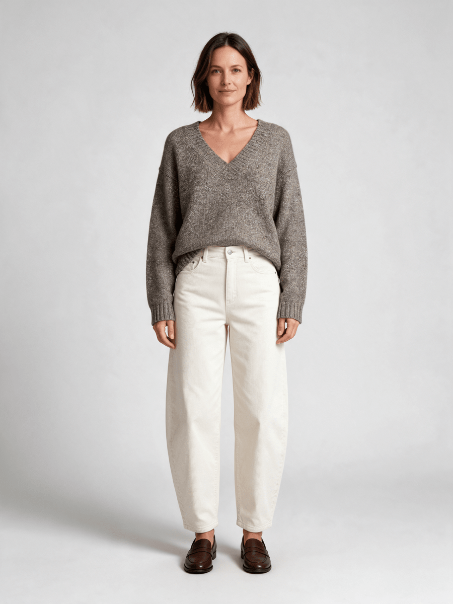 Mos Mosh Strickpullover Welma Glam V-Ausschnitt Dunkelgrau Meliert