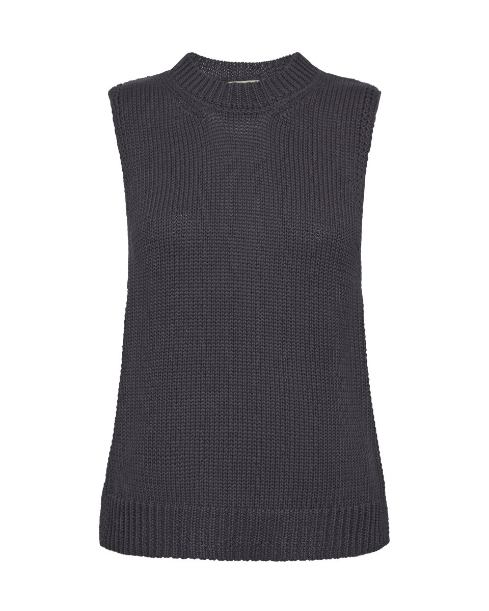Mos Mosh Stricktop ärmellos mit Rundhalsausschnitt Regular Fit in Blau