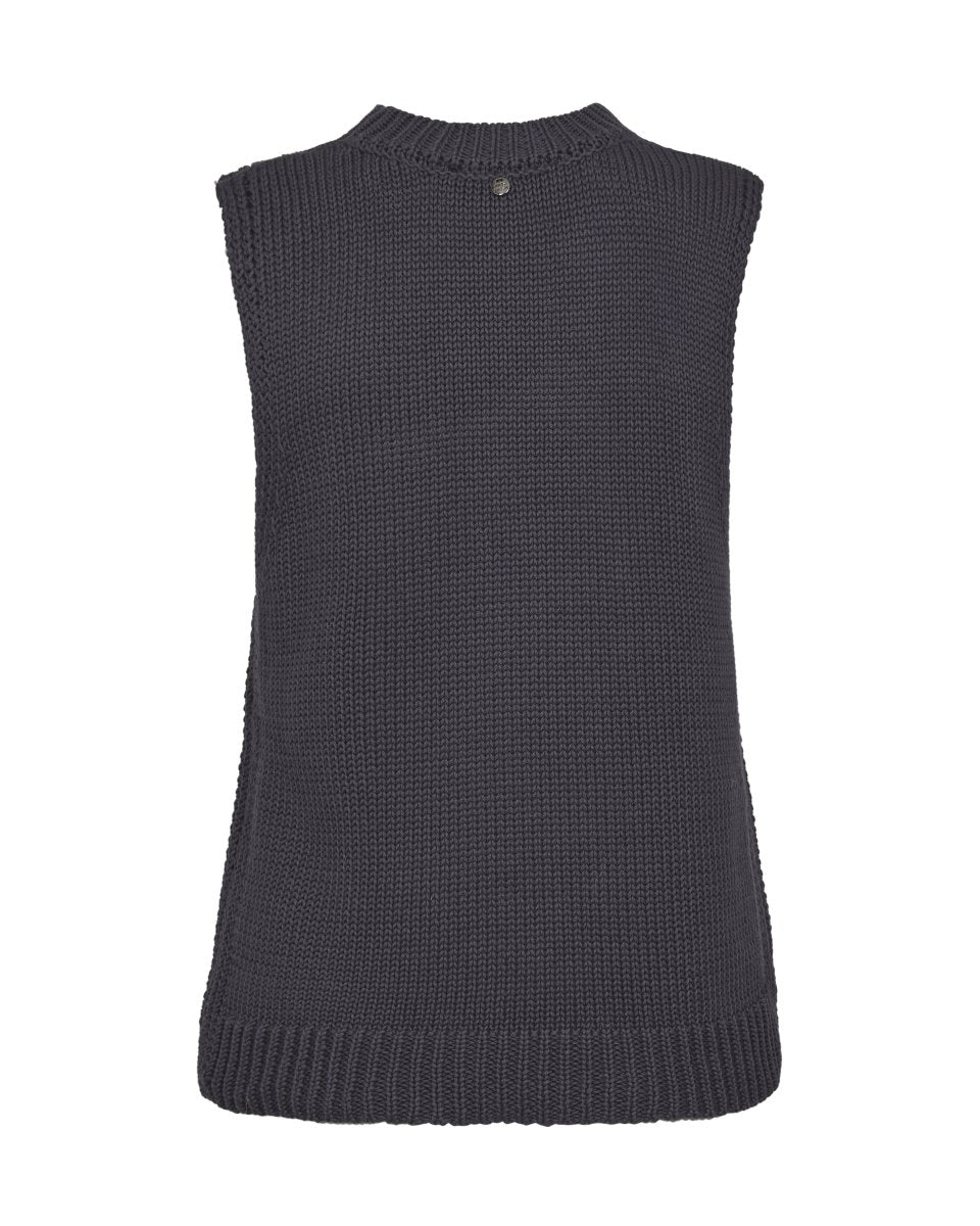 Mos Mosh Stricktop ärmellos mit Rundhalsausschnitt Regular Fit in Blau