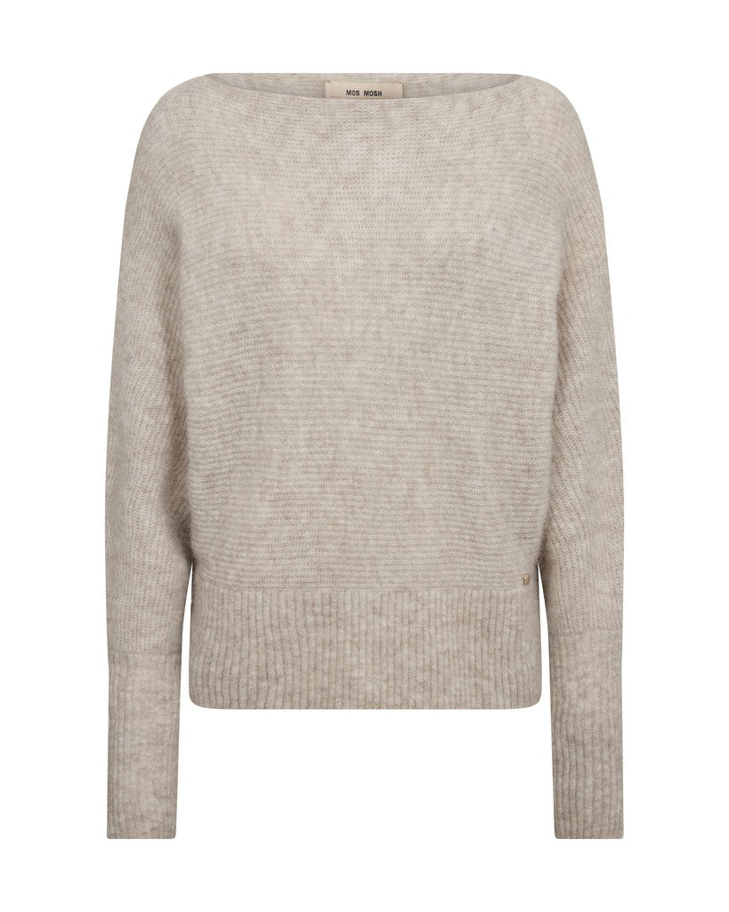 Mos Mosh Thora Boatneck Strickpullover in Federgrau