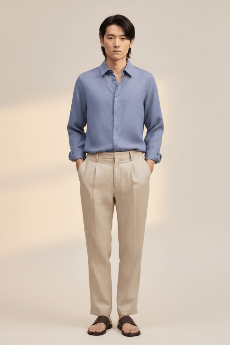 NN07 Enzo Shirt 5708 in der Farbe Stone Blue Regular