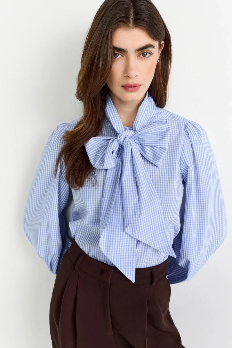 Rich & Royal Bluse mit Schleife in der Farbe Skyway Blue