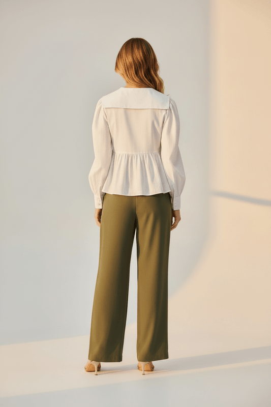 Rich Royal Cotton Blouse with Peplum in der Farbe Weiss