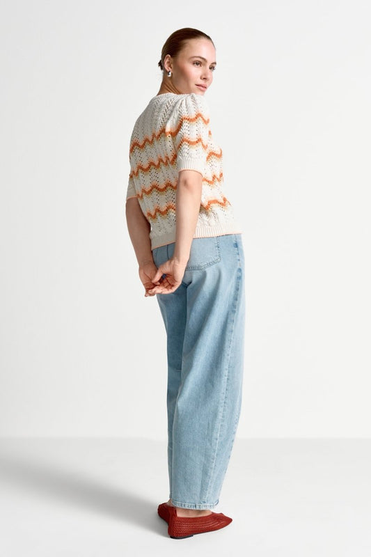 Rich & Royal Crew NK Ajour Striped in der Farbe Soft Papaya