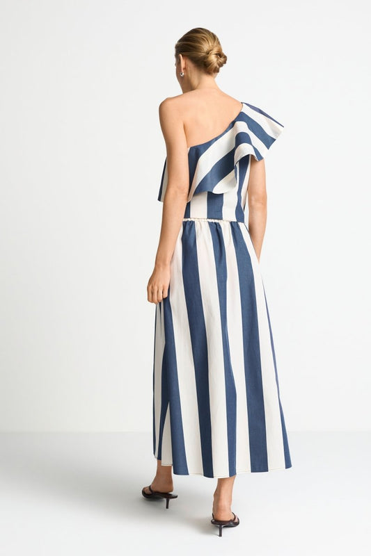 Rich & Royal Damen Midirock aus Baumwolle gestreift in midnight blue