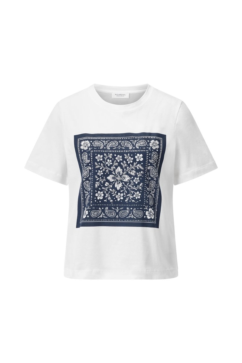 RICHROYAL Damen T-Shirt mit Bandana - Print in white
