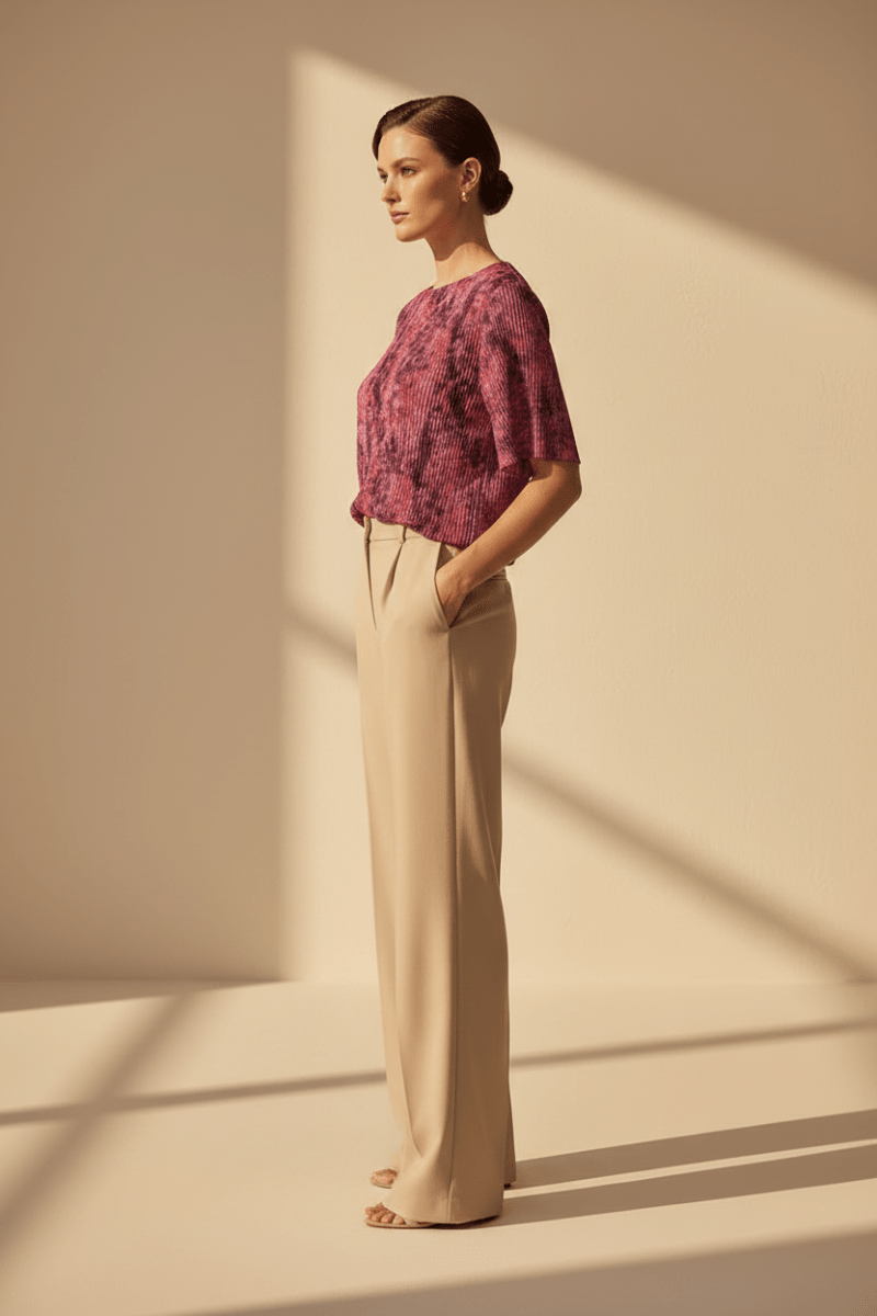 Rich & Royal Dot Print Crinkle T-Shirt in Mulberry