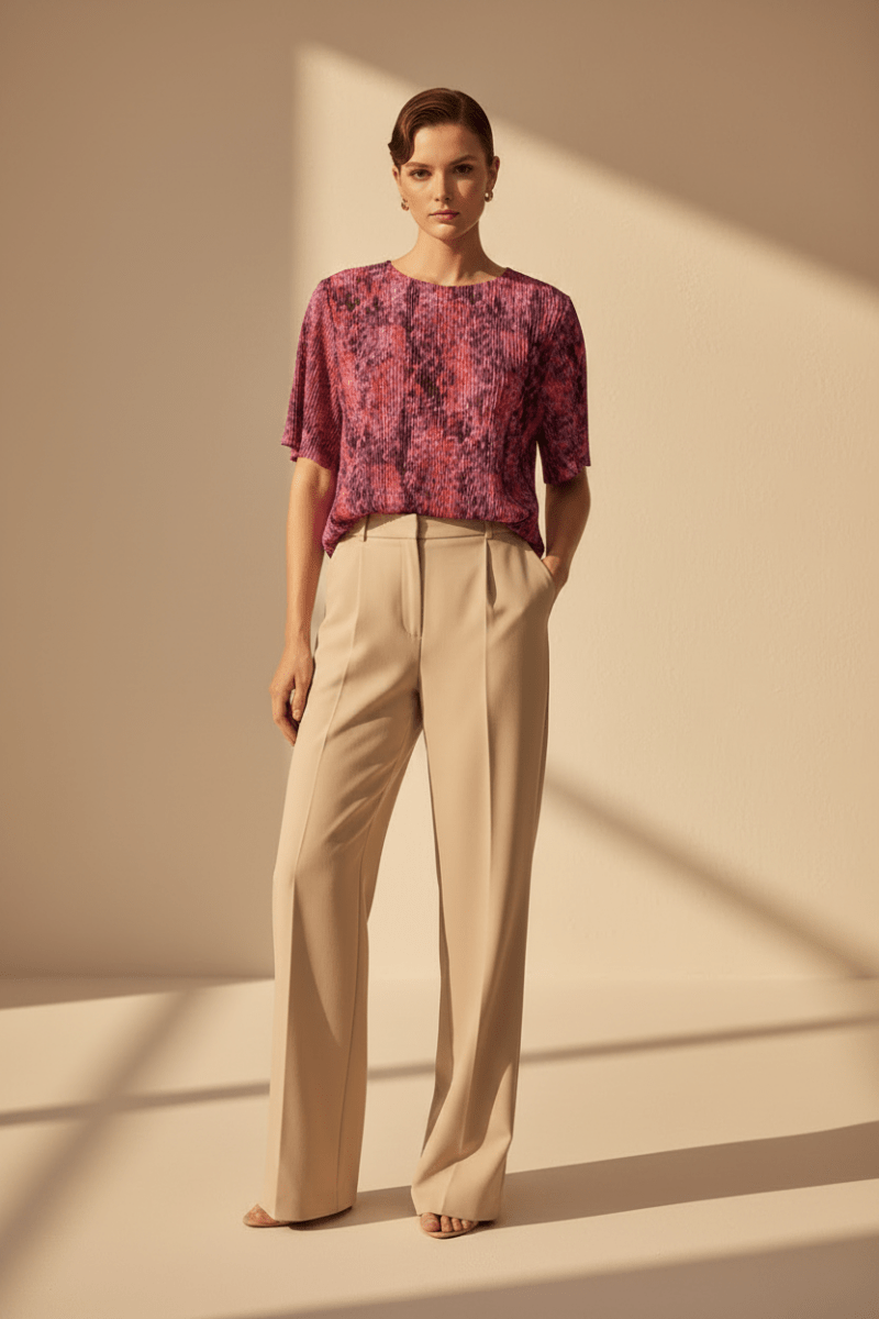 Rich & Royal Dot Print Crinkle T-Shirt in Mulberry