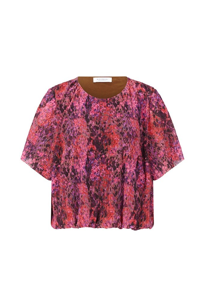 Rich & Royal Dot Print Crinkle T-Shirt in Mulberry