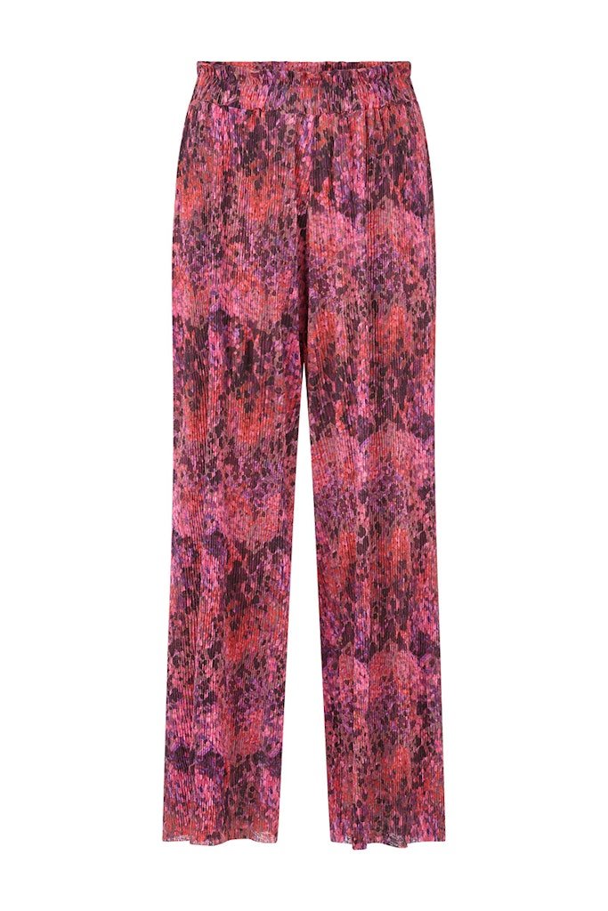 Rich & Royal Dot Print Crinkled Pants in Mulberry