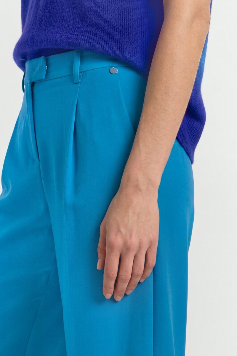 Rich & Royal Pleated Wide Leg Hose in Blue Jewel