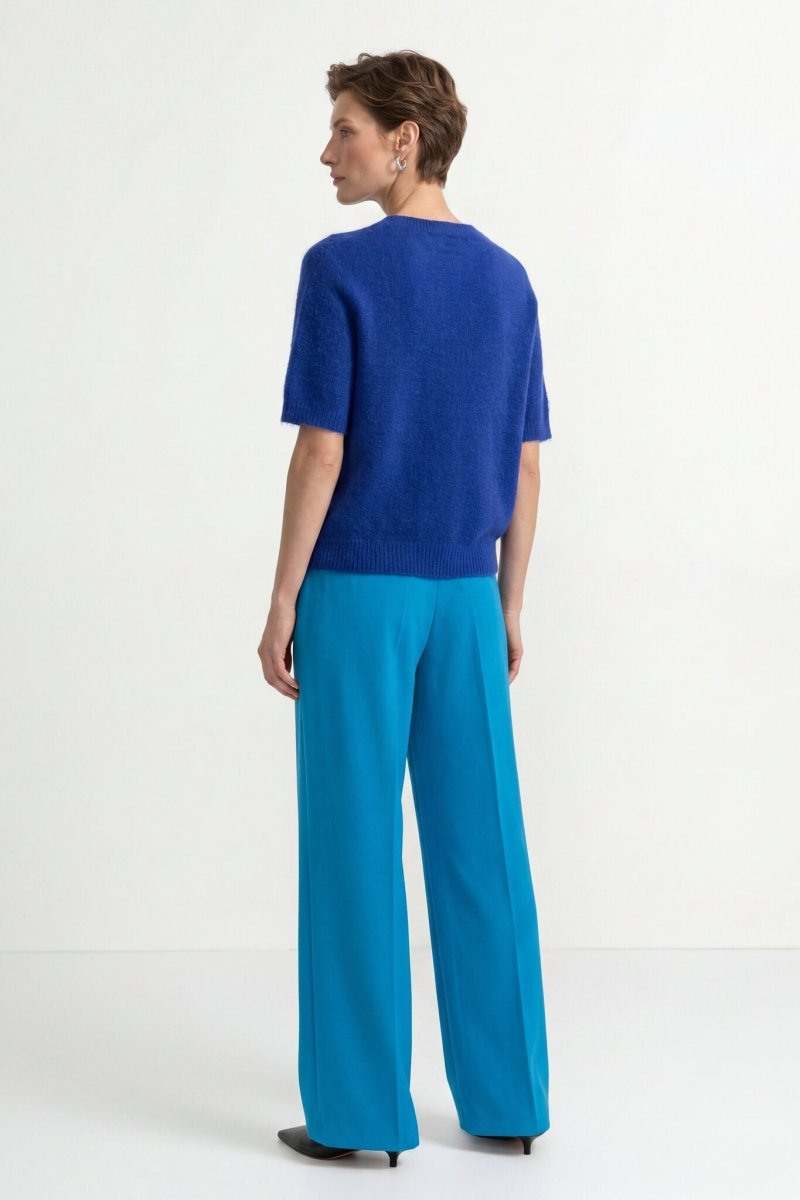 Rich & Royal Pleated Wide Leg Hose in Blue Jewel