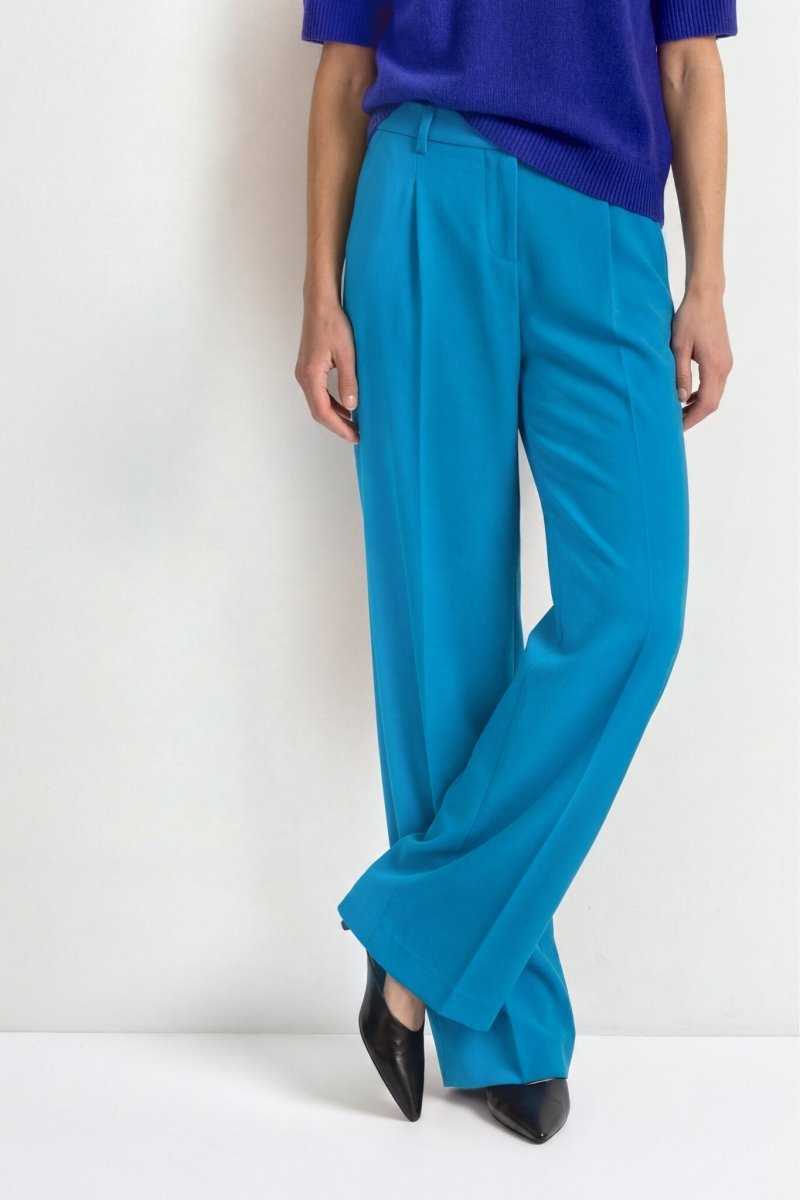 Rich & Royal Pleated Wide Leg Hose in Blue Jewel