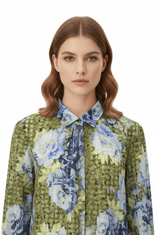 Rich Royal Printed Blouse in der Farbe Urban Lime