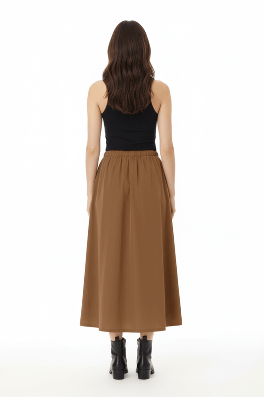 Rich & Royal Queens Midi Skirt with Details in der Farbe cinnamon
